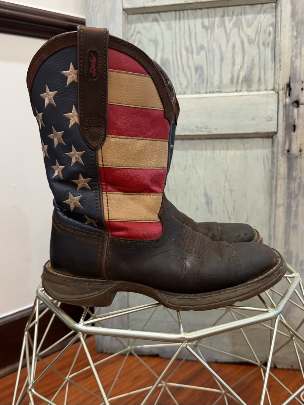 Durango American flag boots work cushion sole distressed-flaw size 7